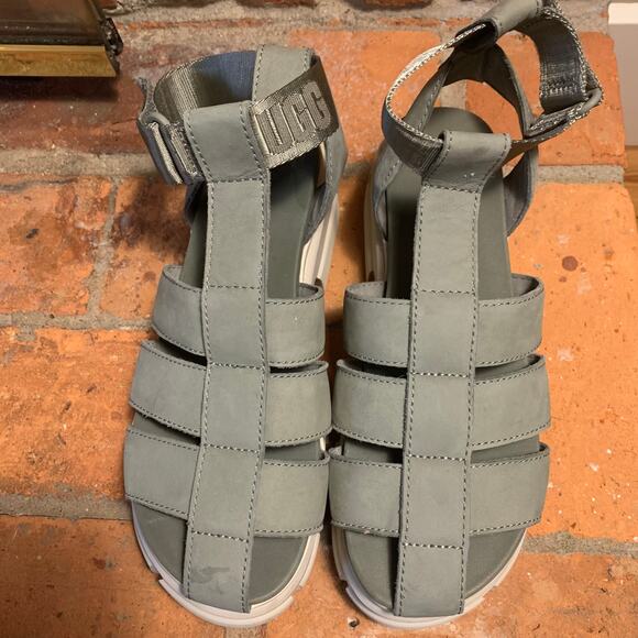 UGG Ashton Strappy Moss Green Nubuck Gladiator Chunky Fisherman Sandal Size 8 - Picture 7 of 7